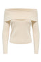 Front image of Astra ls off shoulder pullover knit in beige, by brand Jacqueline de yong