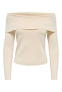Image of ASTRA LS OFF SHOULDER PULLOVER KNIT in beige, by brand JACQUELINE DE YONG