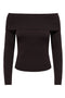 Front image of Astra ls off shoulder pullover knit in chocolate, by brand Jacqueline de yong
