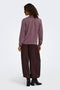 Back image of a model wearing the Aya ls collar shirt in burgundy, by brand Jacqueline de yong
