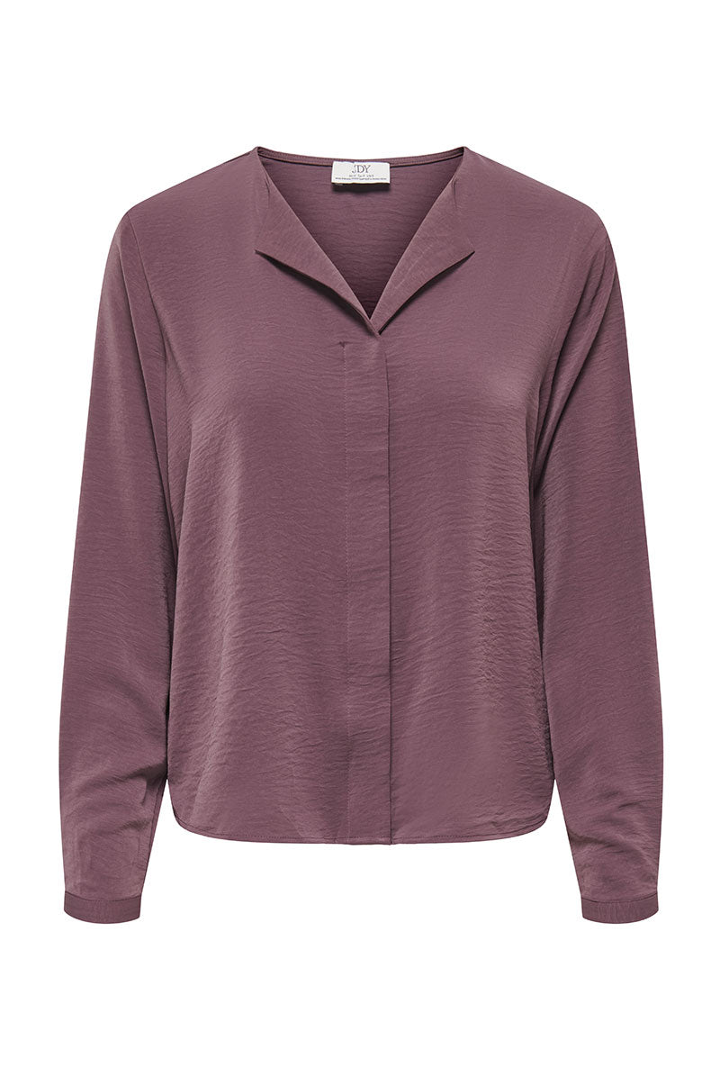Front image of Aya ls collar shirt in burgundy, by brand Jacqueline de yong