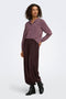 Front image of a model wearing the Aya ls collar shirt in burgundy, by brand Jacqueline de yong