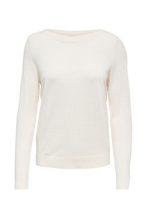 Front image of Bodil l/s boat neck pullover in off white, by brand Jacqueline de yong