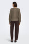 Back image of a model wearing the Carmella ls cable knit cardigan in brown, by brand Jacqueline de yong
