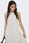 Front image of a model wearing the Diego s/l smock midi dress in white, by brand Jacqueline de yong
