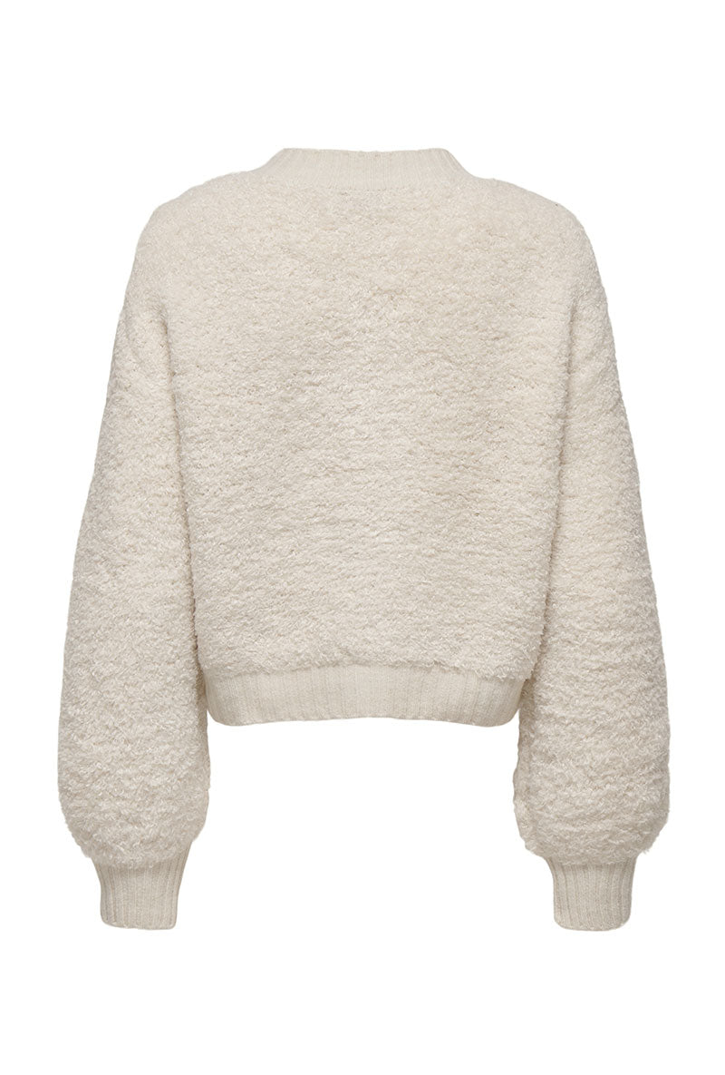 Back image of Eira life oneck cardigan in off white, by brand Jacqueline de yong