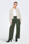 Front image of a model wearing the Eira life oneck cardigan in off white, by brand Jacqueline de yong