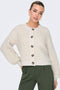 Front image of a model wearing the Eira life oneck cardigan in off white, by brand Jacqueline de yong