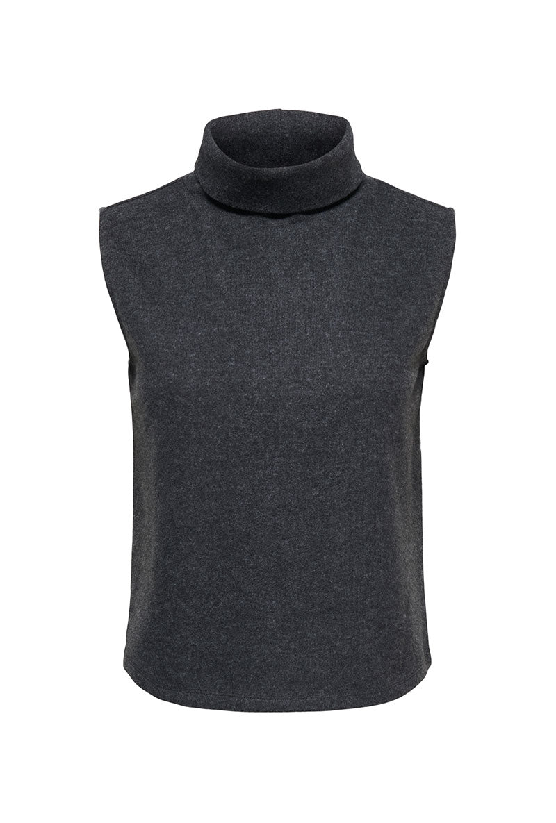 Front image of Hero life s/l turtleneck top in dark grey, by brand Jacqueline de yong