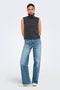 Front image of a model wearing the Hero life s/l turtleneck top in dark grey, by brand Jacqueline de yong