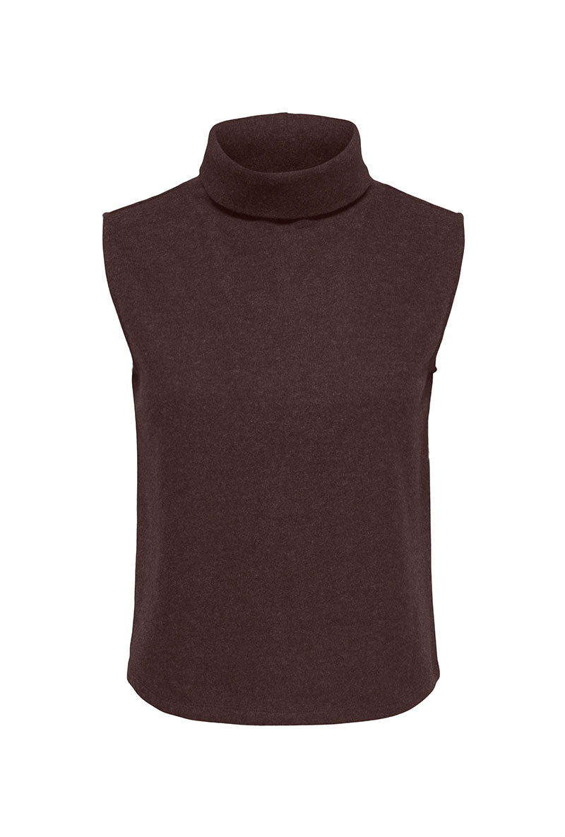 Front image of Hero life s/l turtleneck top in brown, by brand Jacqueline de yong