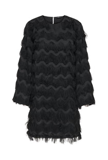 Front image of the Kesha ls midi dress in black, by brand Jacqueline de yong
