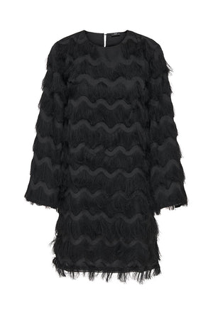 Front image of the Kesha ls midi dress in black, by brand Jacqueline de yong