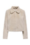 Front image of the Macy faux fur jacket in beige, by brand Jacqueline de yong