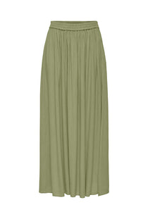 Front image of the Liva life hw midi skirt in sage, by brand Jacqueline de yong