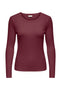 Front image of Lucky l/s oneck top in burgundy, by brand Jacqueline de yong