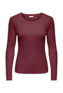 Image of LUCKY L/S ONECK TOP in burgundy, by brand JACQUELINE DE YONG