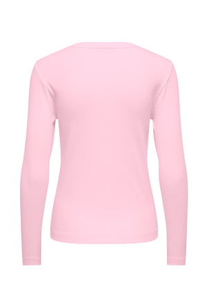 Back image of the Lucky l/s oneck top in pink, by brand Jacqueline de yong