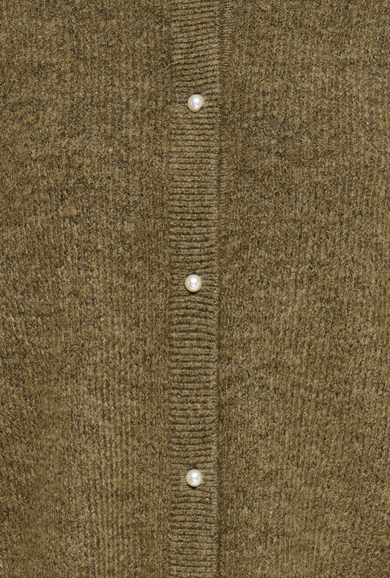 Detail image of Lumi ls button cardigan in brown, by brand Jacqueline de yong