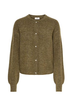 Front image of Lumi ls button cardigan in brown, by brand Jacqueline de yong
