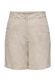 Front image of the Molly linen hw bermuda shorts in oat, by brand Jacqueline de yong