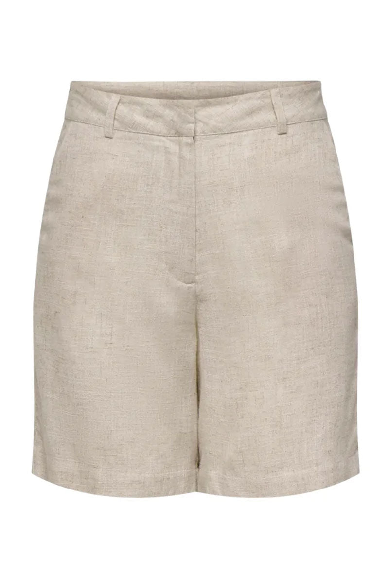 Front image of Molly linen hw bermuda shorts in oat, by brand Jacqueline de yong