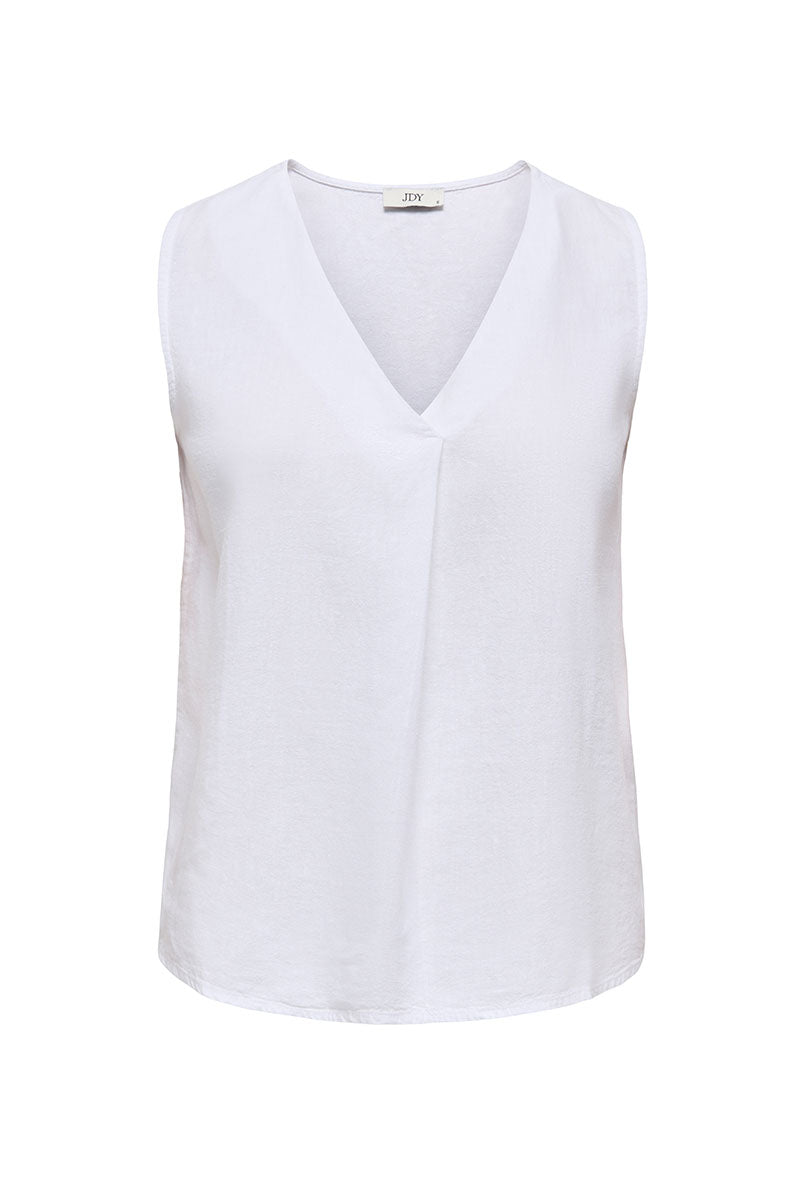 Front image of North linen sl top in white, by brand Jacqueline de yong