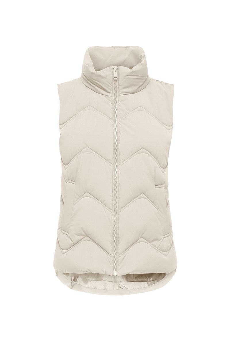 Front image of Power short waistcoat in beige, by brand Jacqueline de yong