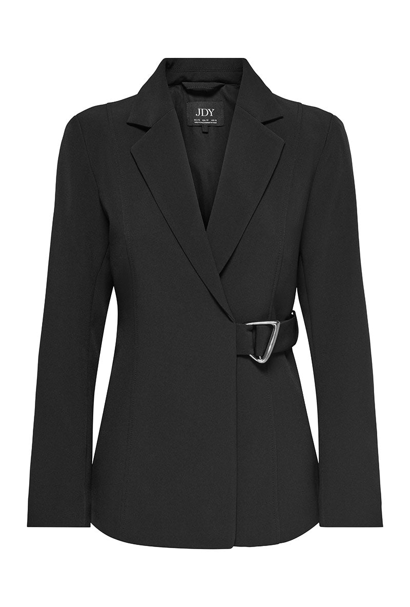 Front image of Storm ls buckle blazer in black, by brand Jacqueline de yong