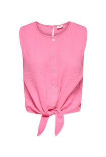 Front image of the Theis life button top in pink, by brand Jacqueline de yong