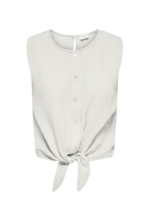 Front image of the Theis life button top in white, by brand Jacqueline de yong