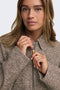 Front image of a model wearing the Vinga herringbone jacket in chocolate, by brand Jacqueline de yong