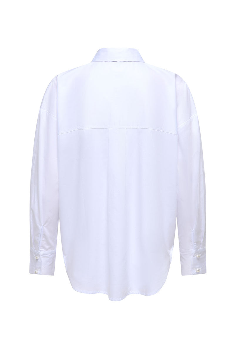 Back image of Willow ls loose pearl shirt in white, by brand Jacqueline de yong