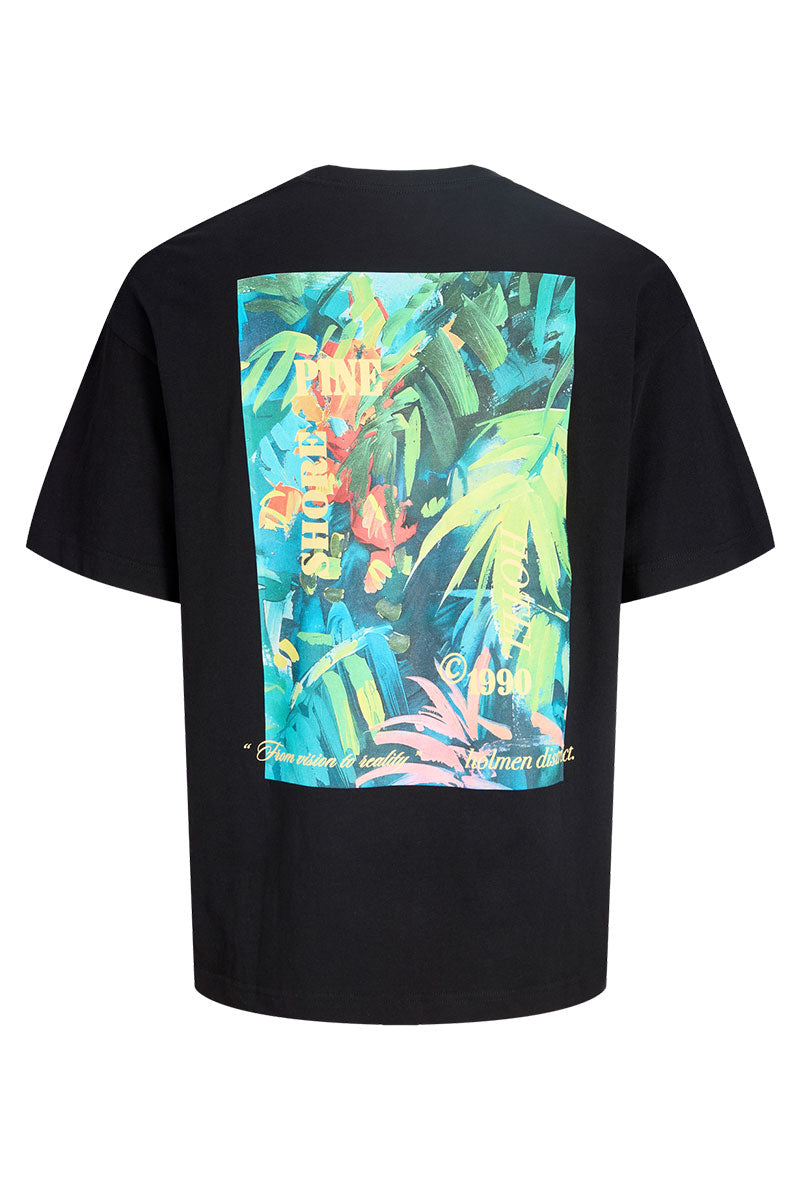 Back image of Montauk back graphic tee in black, by brand Jack&jones