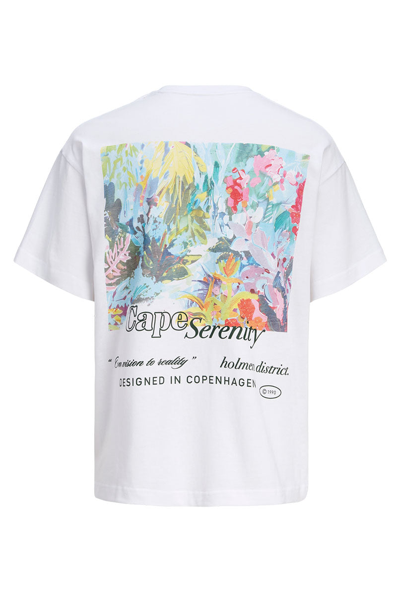 Back image of Montauk back graphic tee in white, by brand Jack&jones