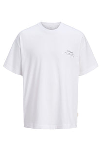 Front image of the Montauk back graphic tee in white, by brand Jack&jones