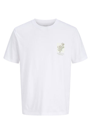 Front image of the Montauk chestie ss tee in white, by brand Jack&jones