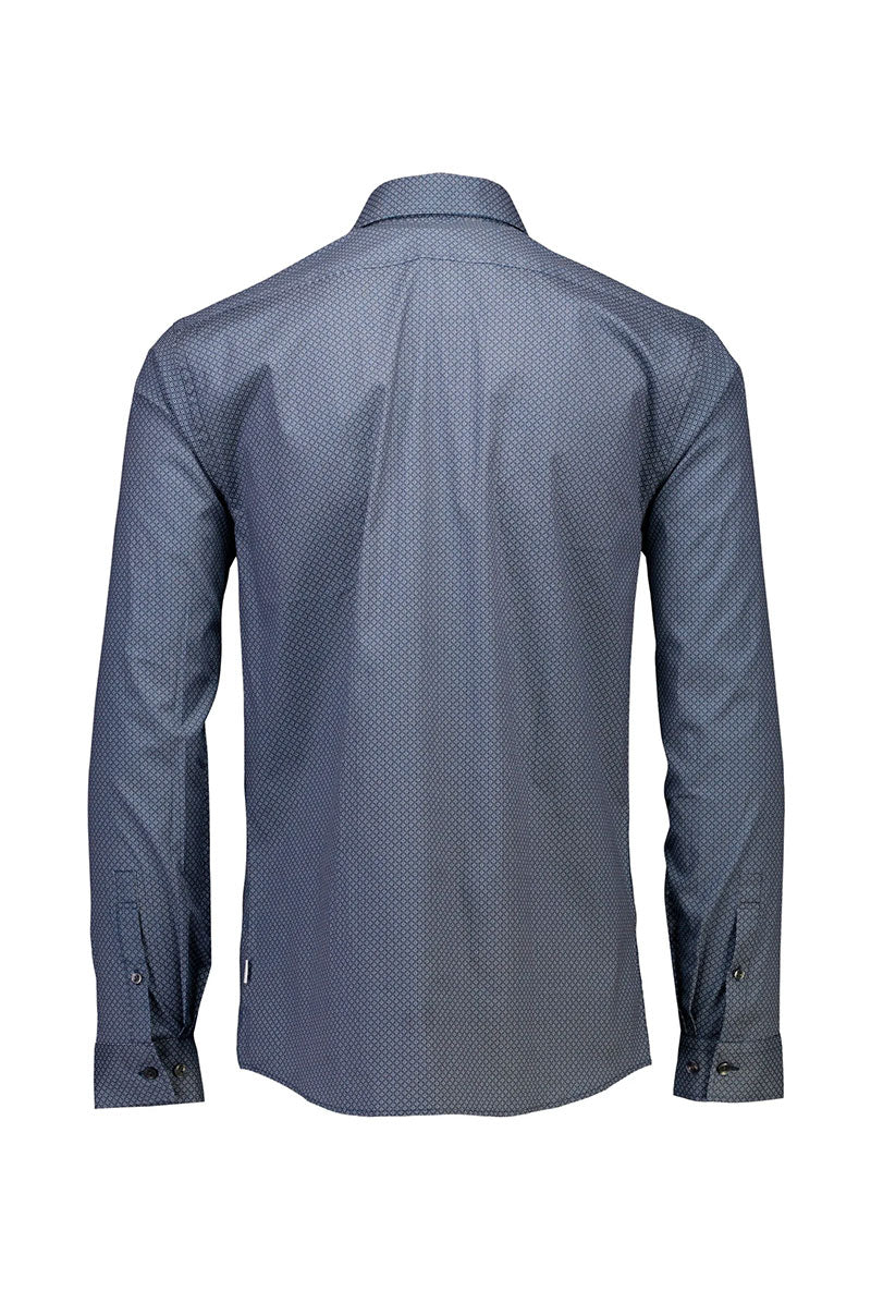 Back image of Aop stretch ls shirt in navy, by brand Lindbergh