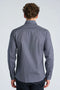 Back image of a model wearing the Aop stretch ls shirt in navy, by brand Lindbergh