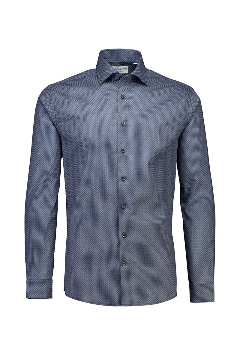 Front image of Aop stretch ls shirt in navy, by brand Lindbergh