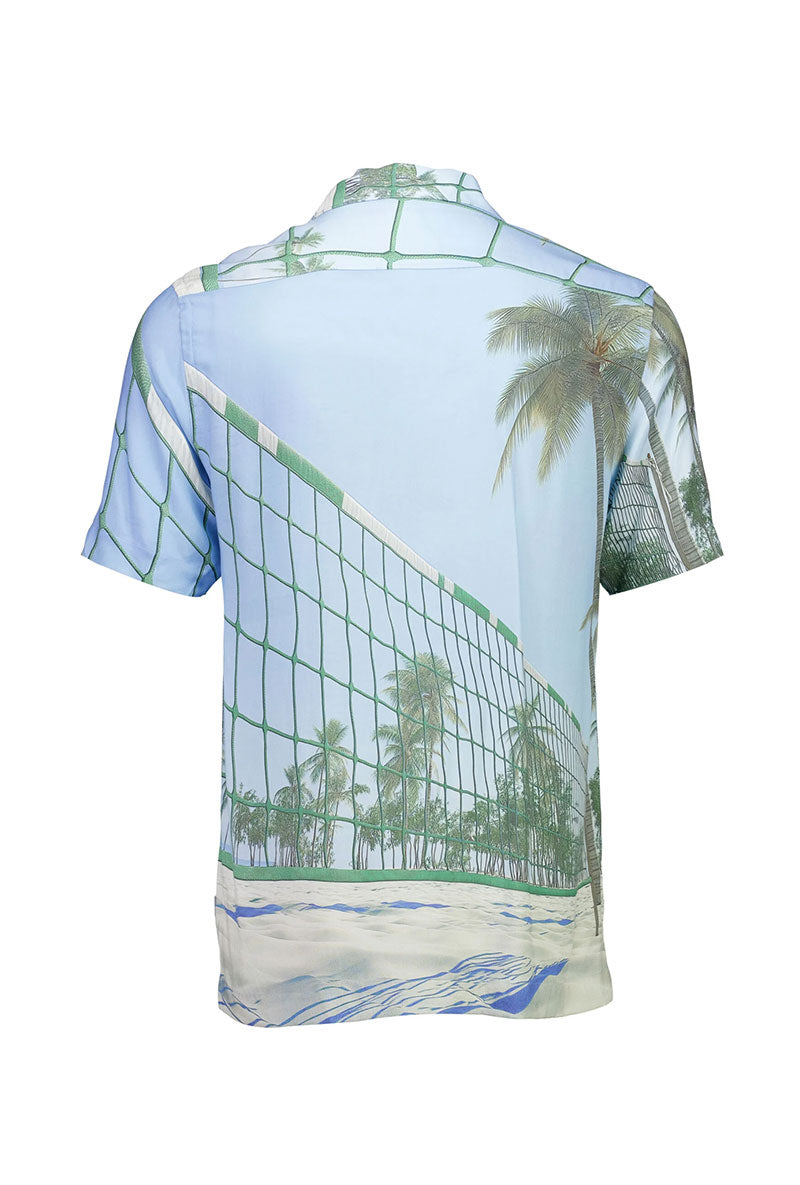 Back image of Aop summer viscose shirt in sky, by brand Lindbergh