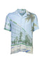 Front image of the Aop summer viscose shirt in sky, by brand Lindbergh