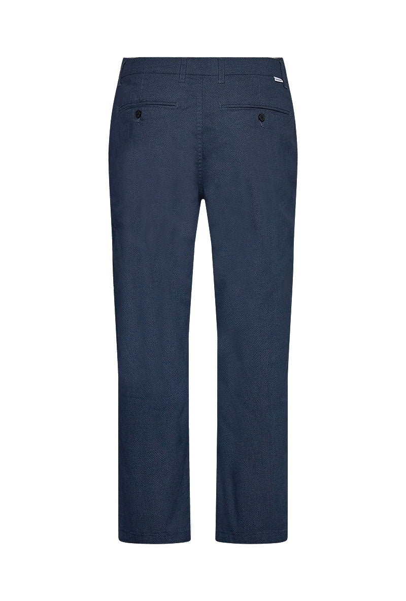 Back image of Aop superflex chino pants in navy, by brand Lindbergh