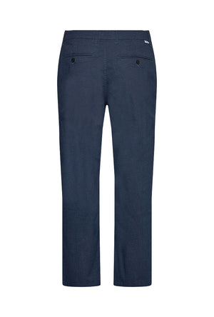 Back image of the Aop superflex chino pants in navy, by brand Lindbergh