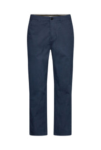 Front image of the Aop superflex chino pants in navy, by brand Lindbergh