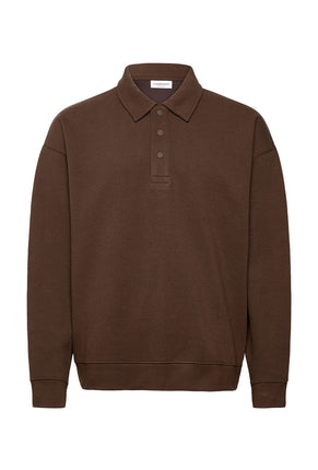 Front image of Birdeye sweat ls polo in brown, by brand Lindbergh