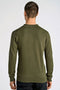 Back image of a model wearing the Lindbergh ecovero l/s zip polo in khaki, by brand Lindbergh