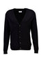 Front image of the Ecovero vneck cardigan in black, by brand Lindbergh