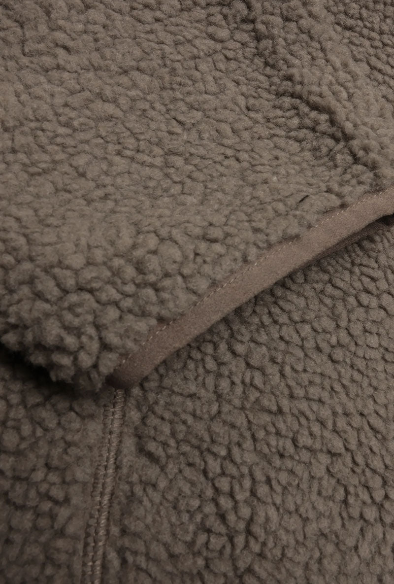 Detail image of Half zip pile hoodie in brown, by brand Lindbergh