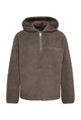 Image of HALF ZIP PILE HOODIE in brown, by brand LINDBERGH